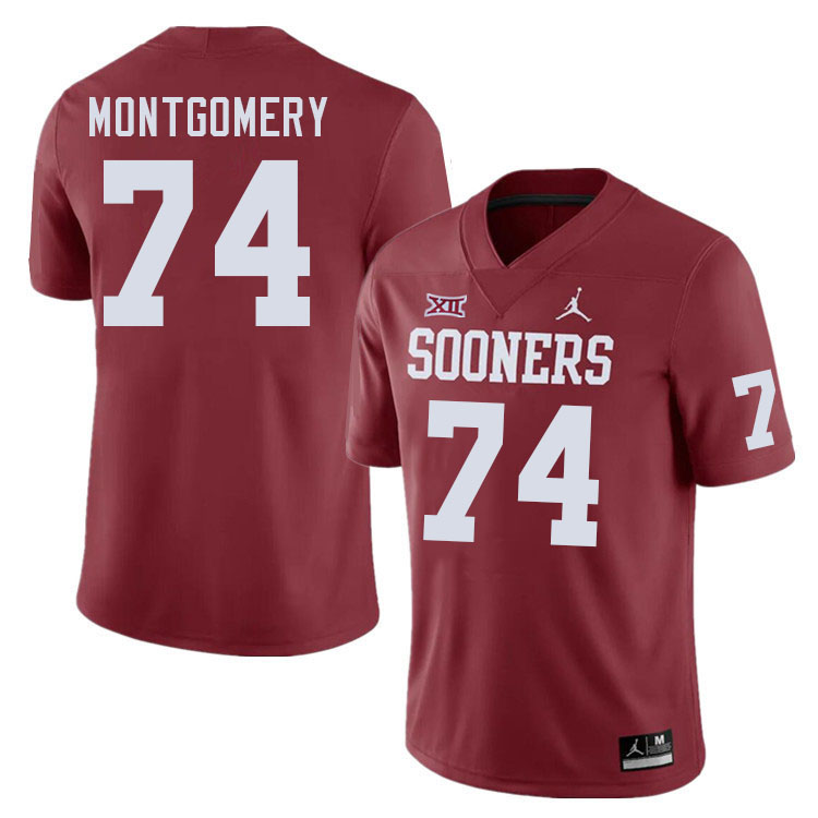 Men #74 Cullen Montgomery Oklahoma Sooners College Football Jerseys Stitched-Crimson